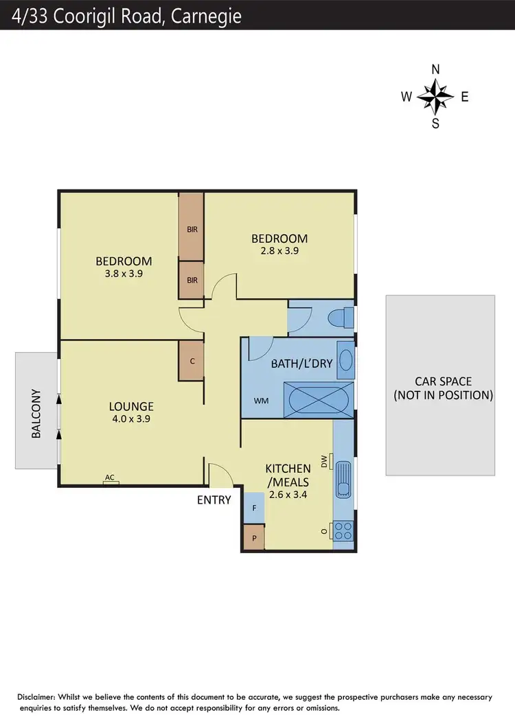 Floorplan of Homely apartment listing, 4/33 Coorigil Road, Carnegie VIC 3163