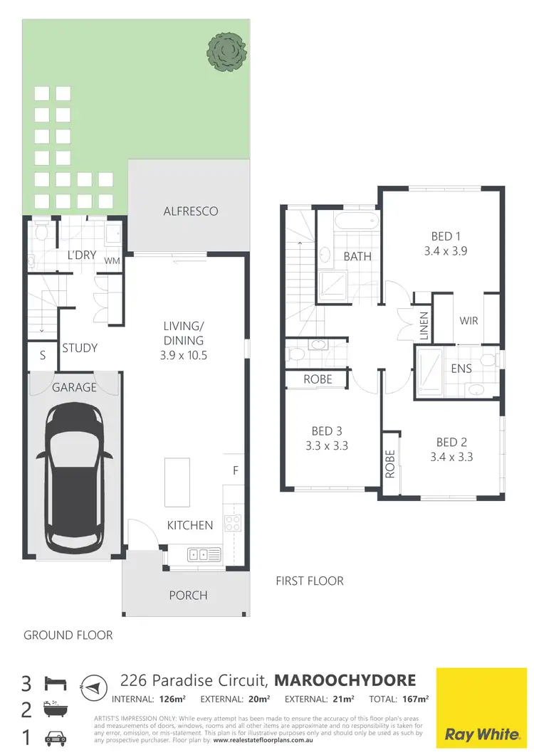 Floorplan of Homely townhouse listing, 226 Paradise Circuit, Maroochydore QLD 4558