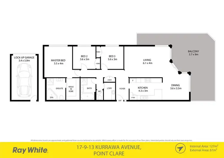 Floorplan of Homely apartment listing, 17/9-13 Kurrawa Avenue, Point Clare NSW 2250