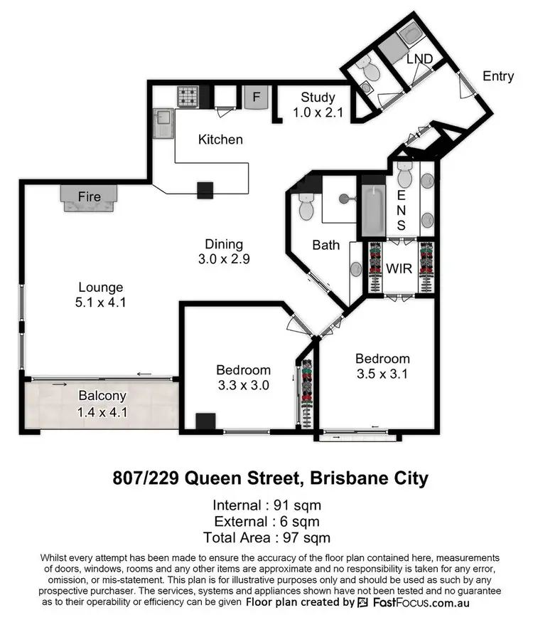 Floorplan of Homely apartment listing, 807/229 Queen Street, Brisbane City QLD 4000