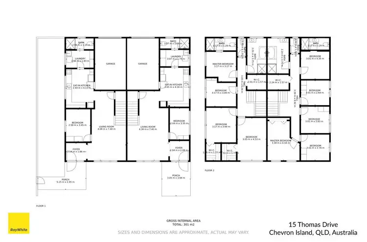 Floorplan of Homely semi-detached listing, 1 & 2/15 Thomas Drive, Chevron Island QLD 4217