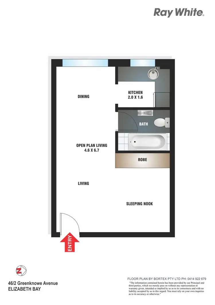 Floorplan of Homely studio listing, 46/2 Greenknowe Avenue, Elizabeth Bay NSW 2011