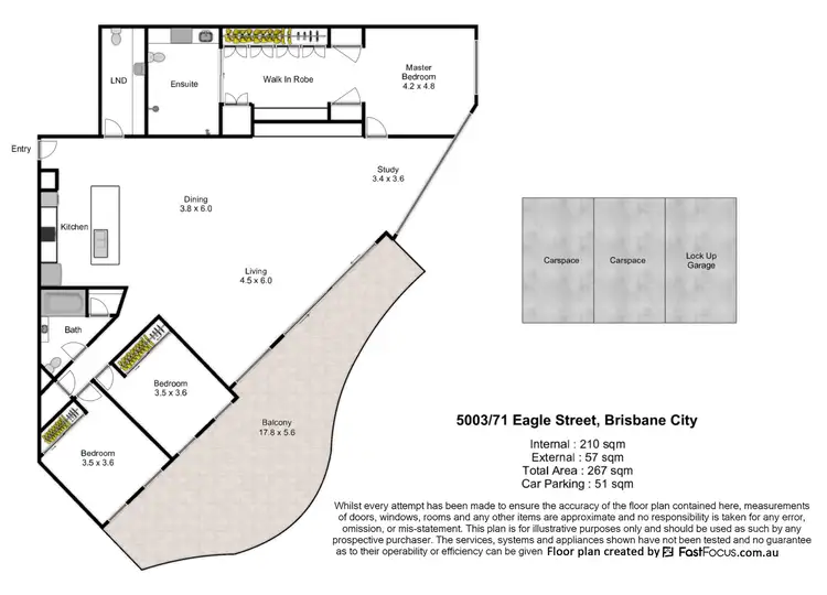 Floorplan of Homely apartment listing, 5003/71 Eagle Street, Brisbane City QLD 4000