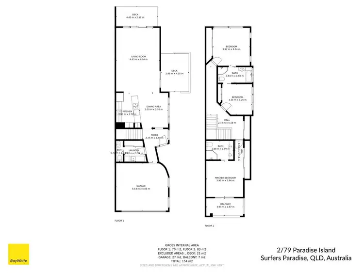 Floorplan of Homely semi-detached listing, 2/79 Paradise Island, Surfers Paradise QLD 4217