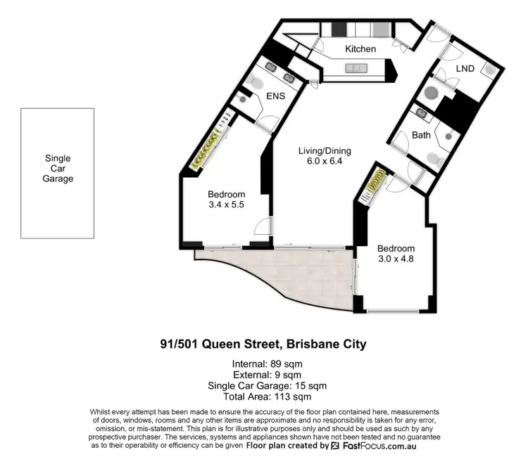Floorplan of Homely apartment listing, 91/501 Queen Street, Brisbane City QLD 4000
