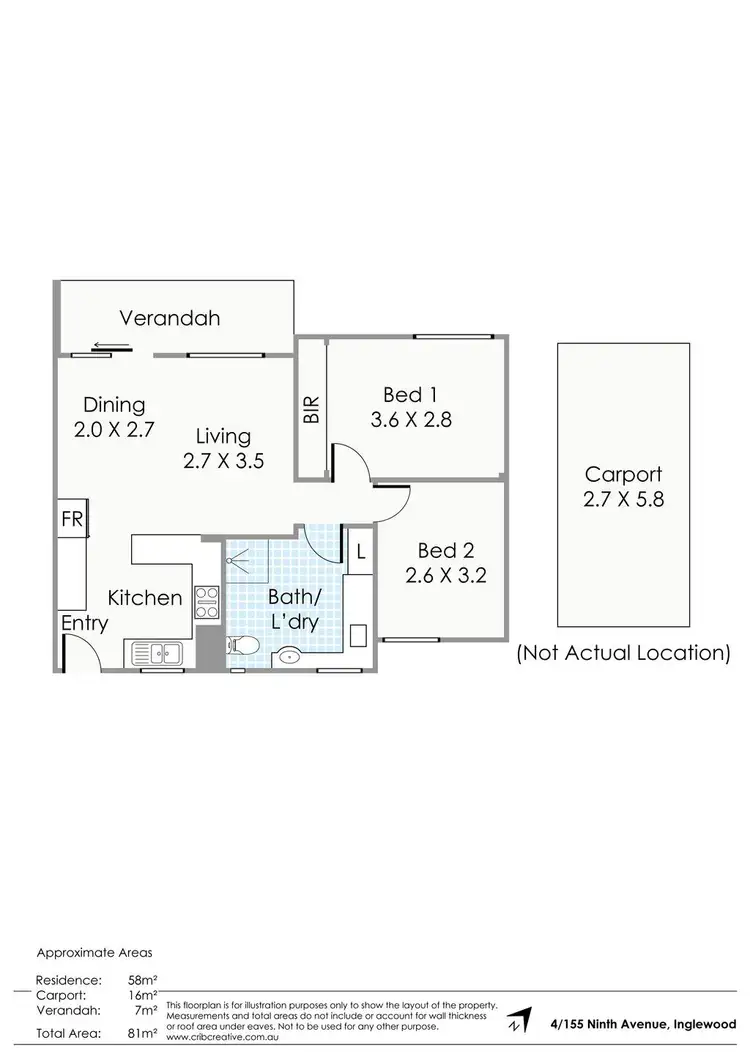 Floorplan of Homely unit listing, 4/155 Ninth Avenue, Inglewood WA 6052