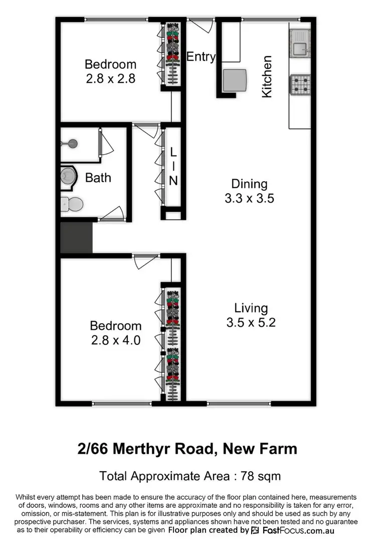 Floorplan of Homely apartment listing, 2/66 Merthyr Road, New Farm QLD 4005