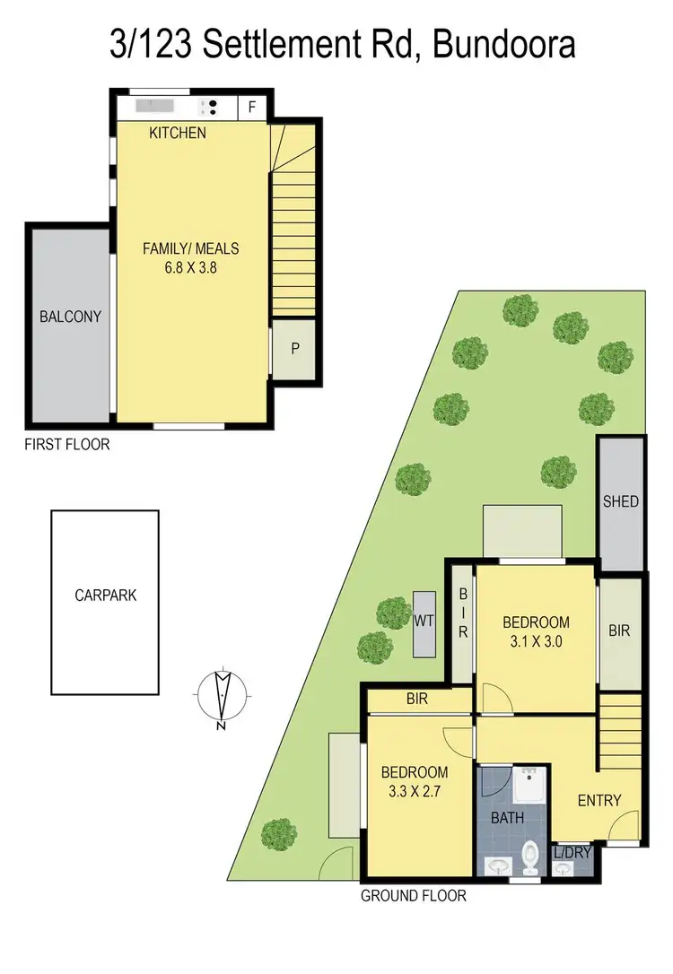 Floorplan of Homely townhouse listing, 3/123 Settlement Road, Bundoora VIC 3083