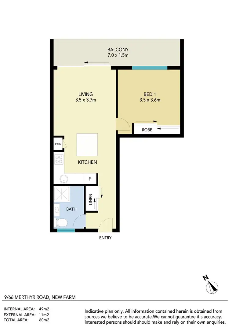 Floorplan of Homely apartment listing, 9/66 Merthyr Road, New Farm QLD 4005