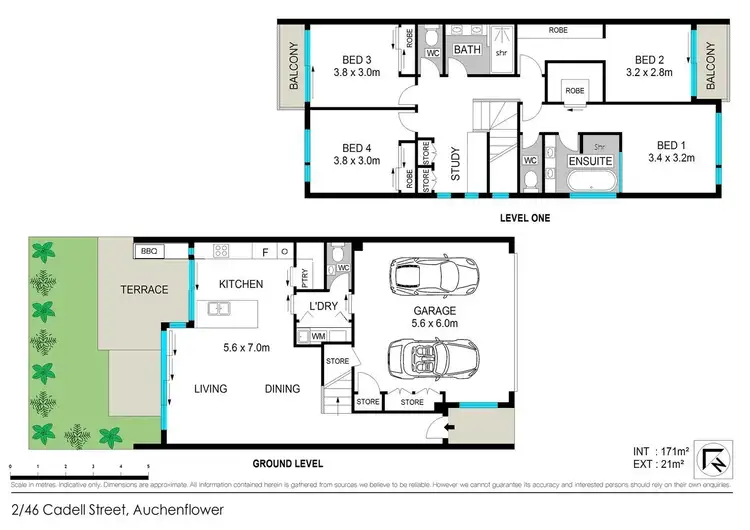 Floorplan of Homely townhouse listing, 2/46 Cadell Street, Auchenflower QLD 4066