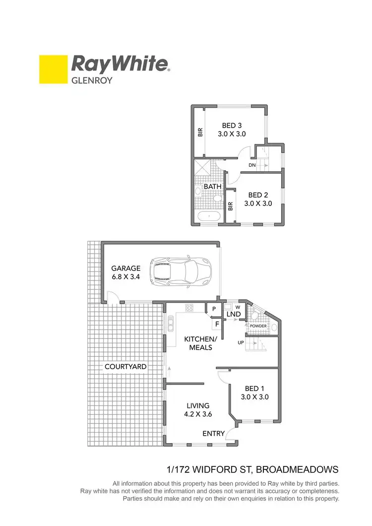 Floorplan of Homely townhouse listing, 1/172 Widford Street, Broadmeadows VIC 3047