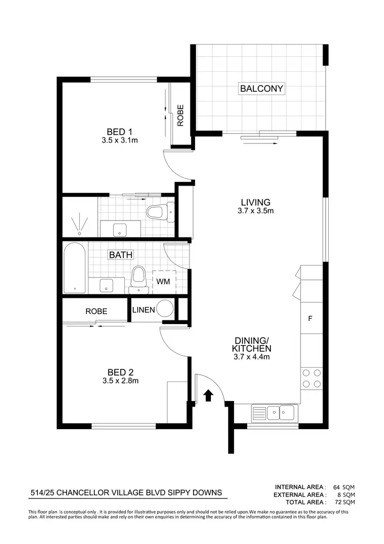 Floorplan of Homely unit listing, 514/25 Chancellor Village Boulevard, Sippy Downs QLD 4556