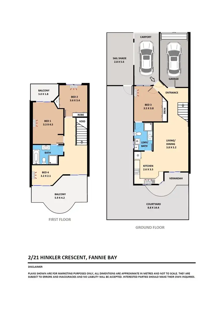Floorplan of Homely townhouse listing, 2/21 Hinkler Crescent, Fannie Bay NT 820