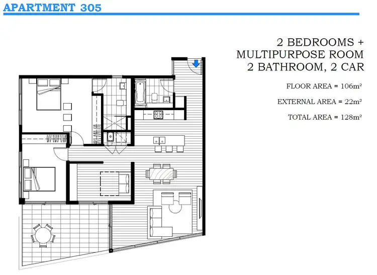 Floorplan of Homely apartment listing, 305/248 Coward Street, Mascot NSW 2020