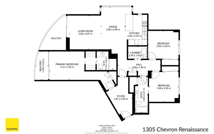 Floorplan of Homely unit listing, 1305/23 Ferny Avenue, Surfers Paradise QLD 4217