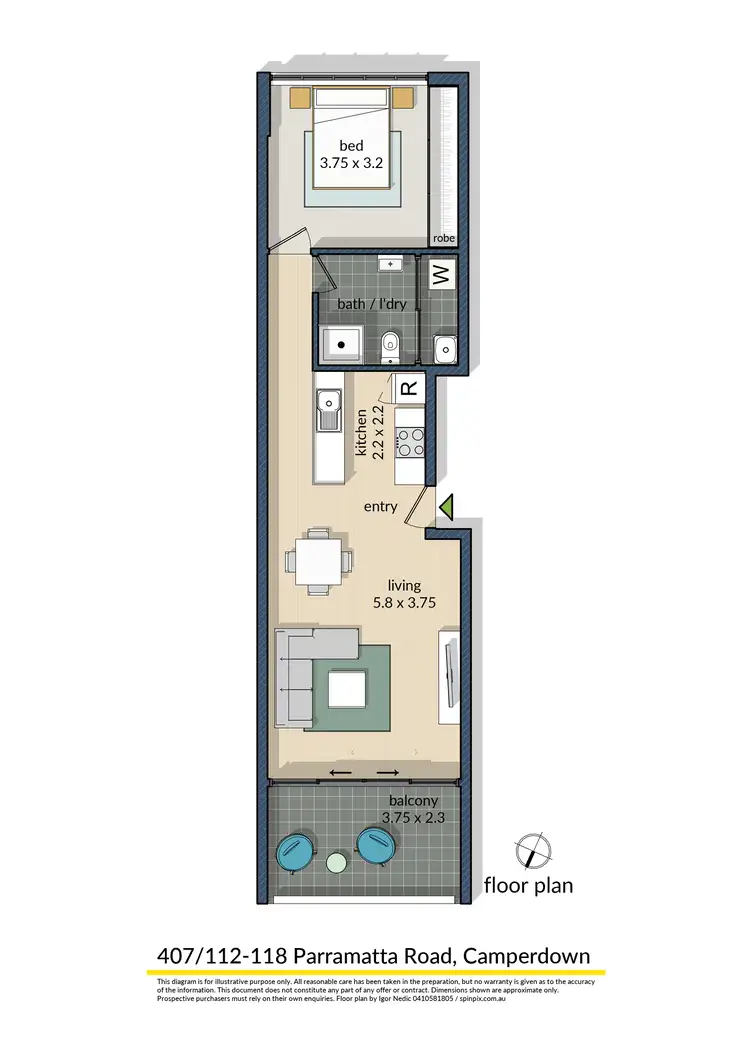 Floorplan of Homely apartment listing, 407/112-118 Parramatta Road, Camperdown NSW 2050