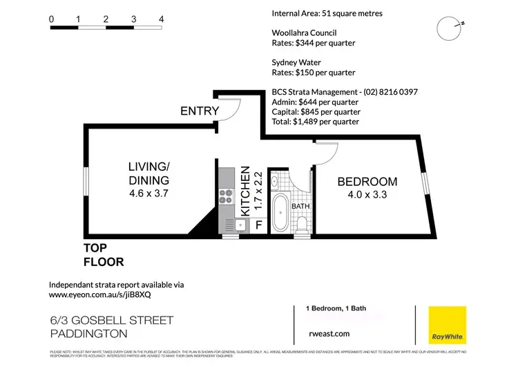 Floorplan of Homely apartment listing, 6/3 Gosbell Street, Paddington NSW 2021