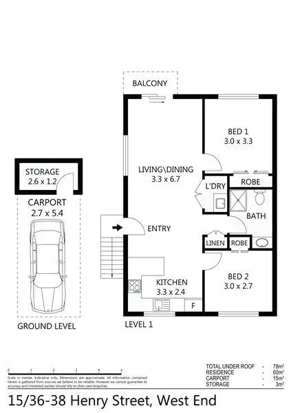 Floorplan of Homely unit listing, 15/36-38 Henry Street, West End QLD 4810