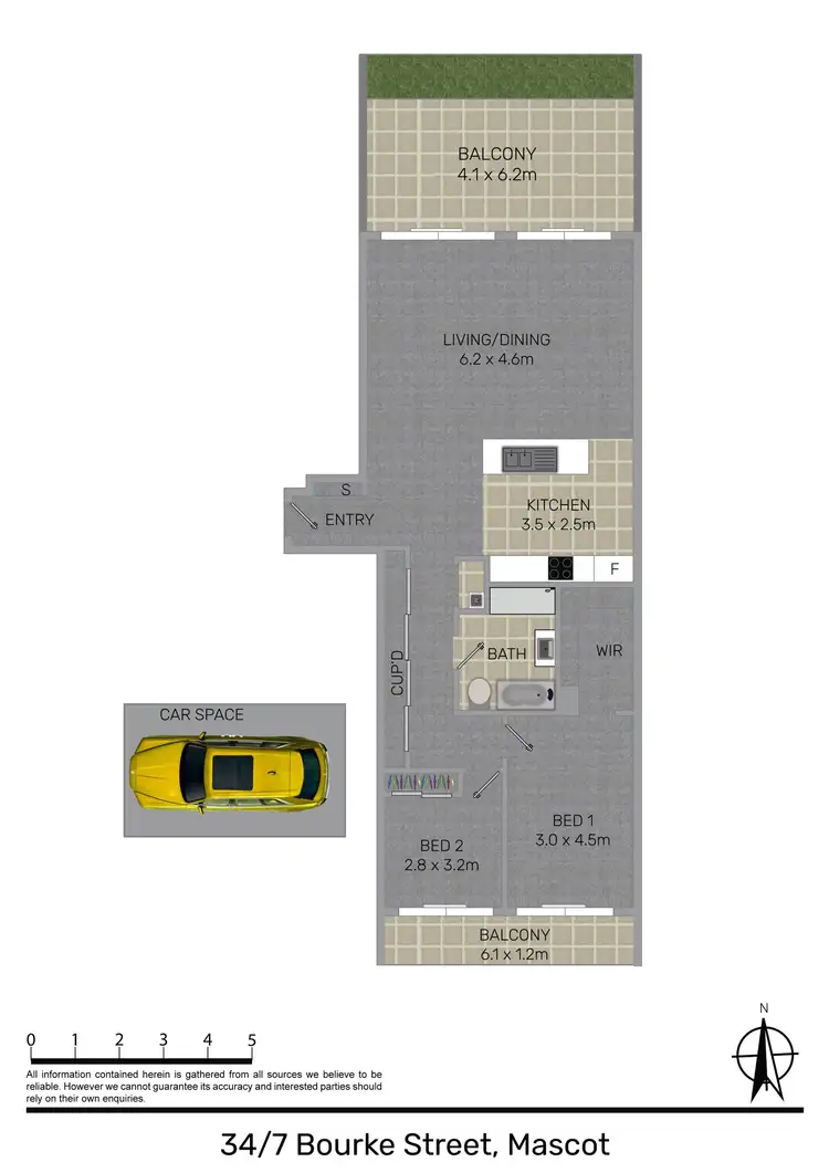 Floorplan of Homely apartment listing, 34/7 Bourke Street, Mascot NSW 2020
