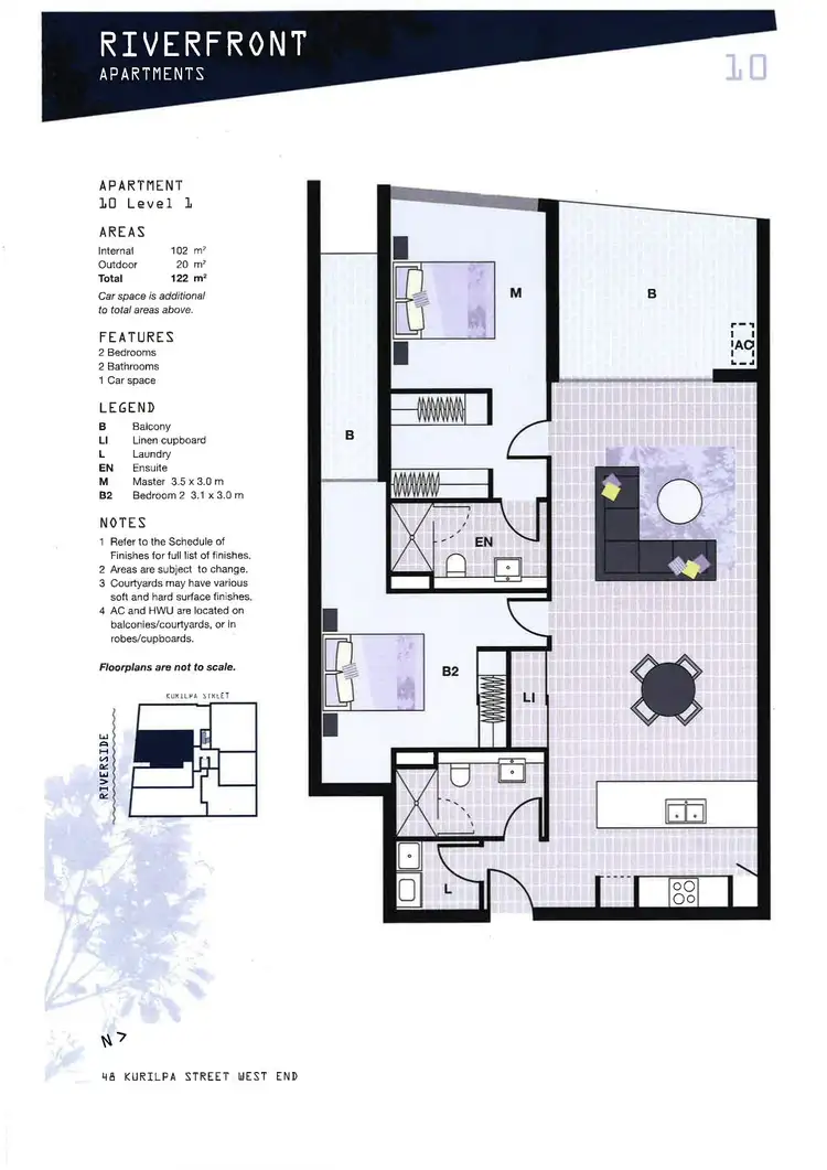 Floorplan of Homely apartment listing, 10/48 Kurilpa Street, West End QLD 4101
