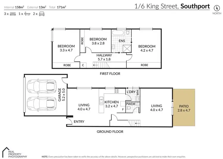 Floorplan of Homely semi-detached listing, 1/6 King Street, Southport QLD 4215