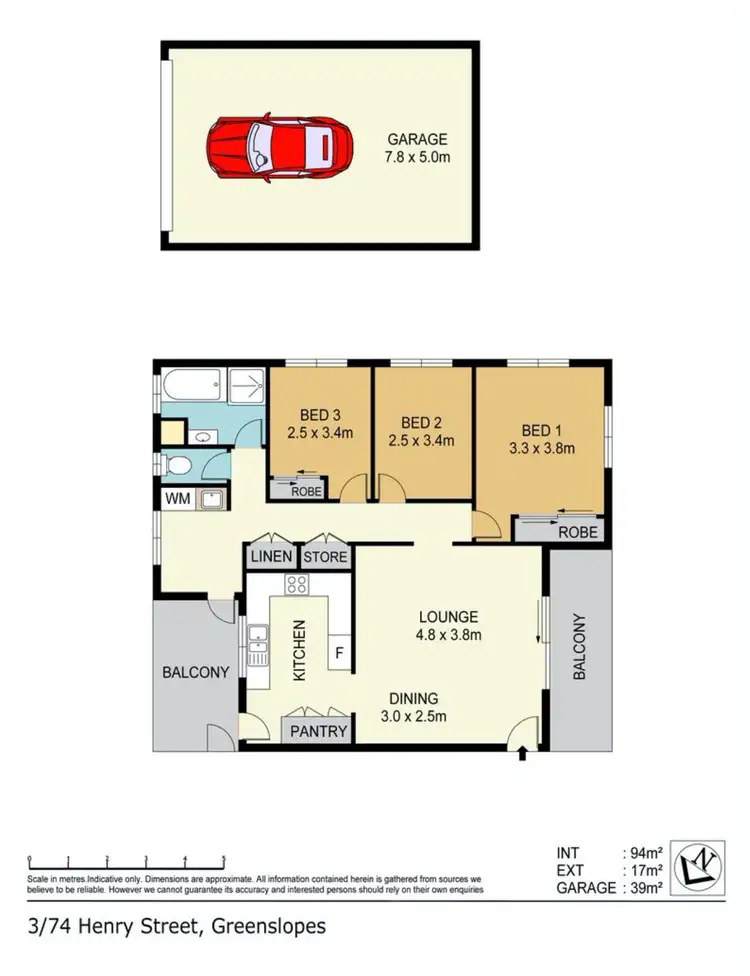 Floorplan of Homely apartment listing, 3/74 Henry Street, Greenslopes QLD 4120