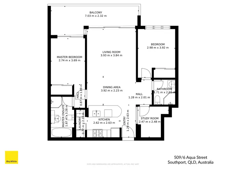 Floorplan of Homely apartment listing, 509/6 Aqua Street, Southport QLD 4215