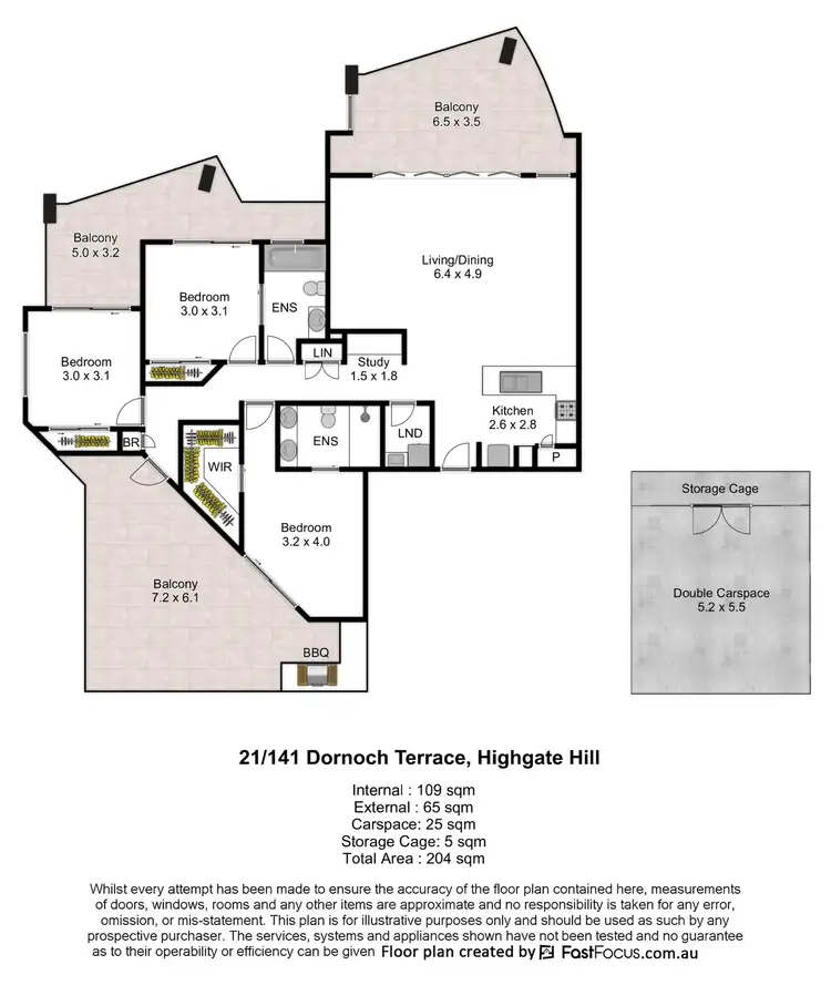 Floorplan of Homely apartment listing, 21/141 Dornoch Terrace, Highgate Hill QLD 4101