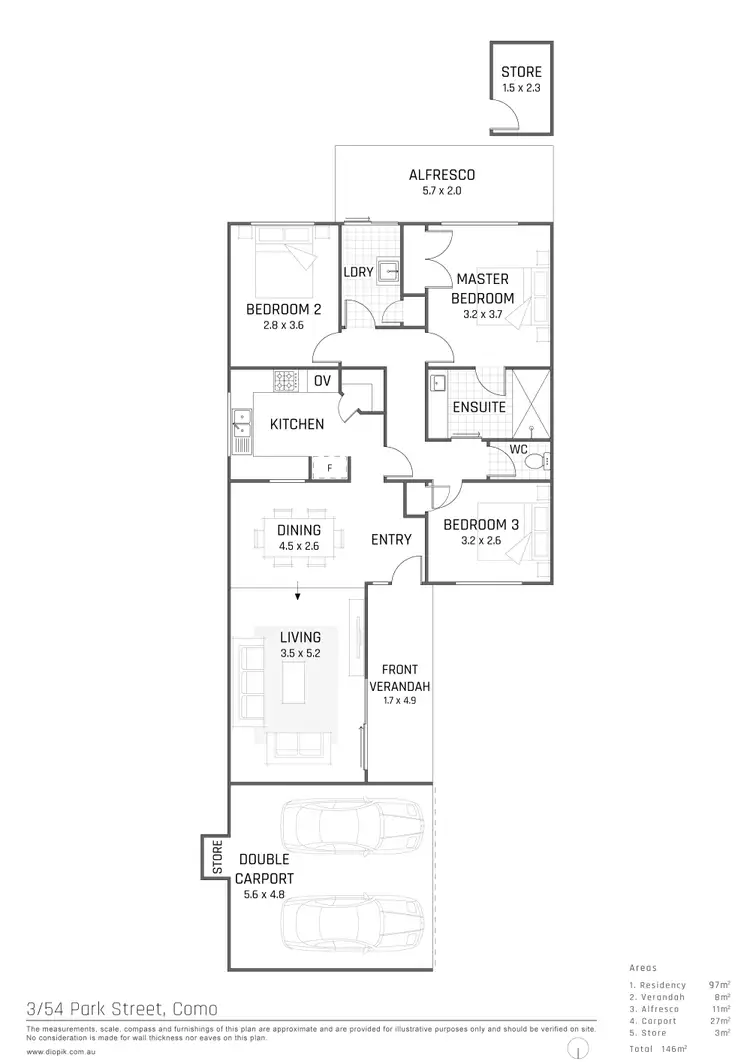 Floorplan of Homely villa listing, 3/54 Park Street, Como WA 6152
