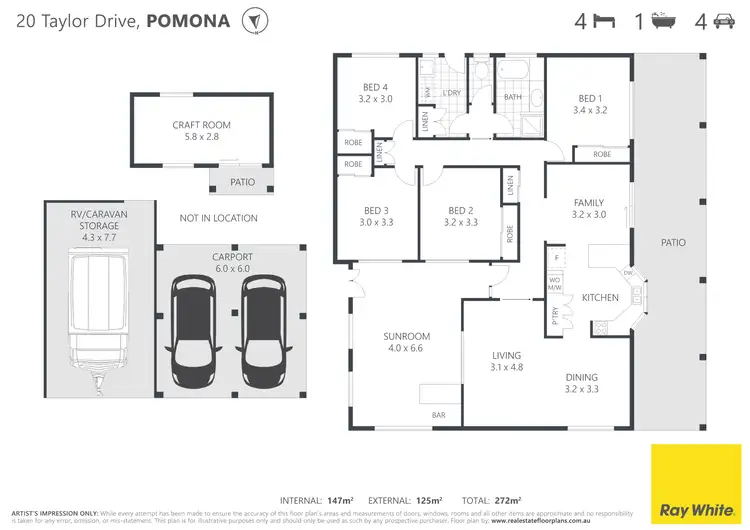 Floorplan of Homely house listing, 20 Taylor Drive, Pomona QLD 4568
