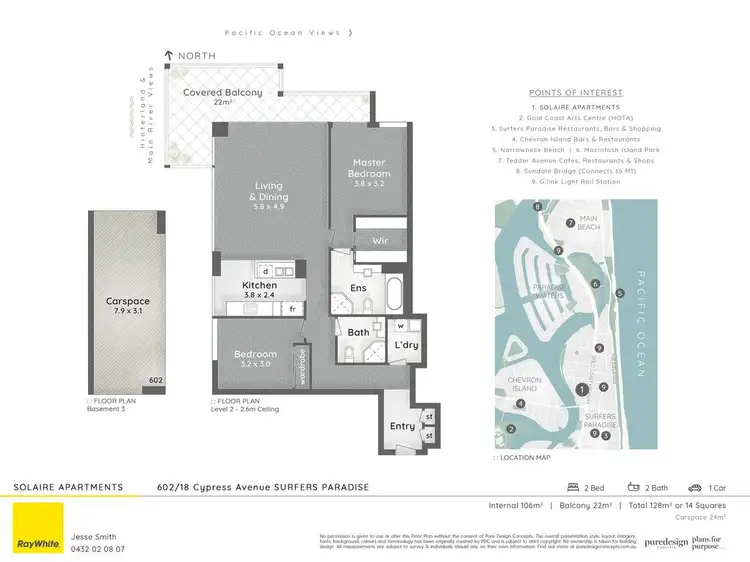 Floorplan of Homely unit listing, 602 'Solaire' 18 Cypress Avenue, Surfers Paradise QLD 4217