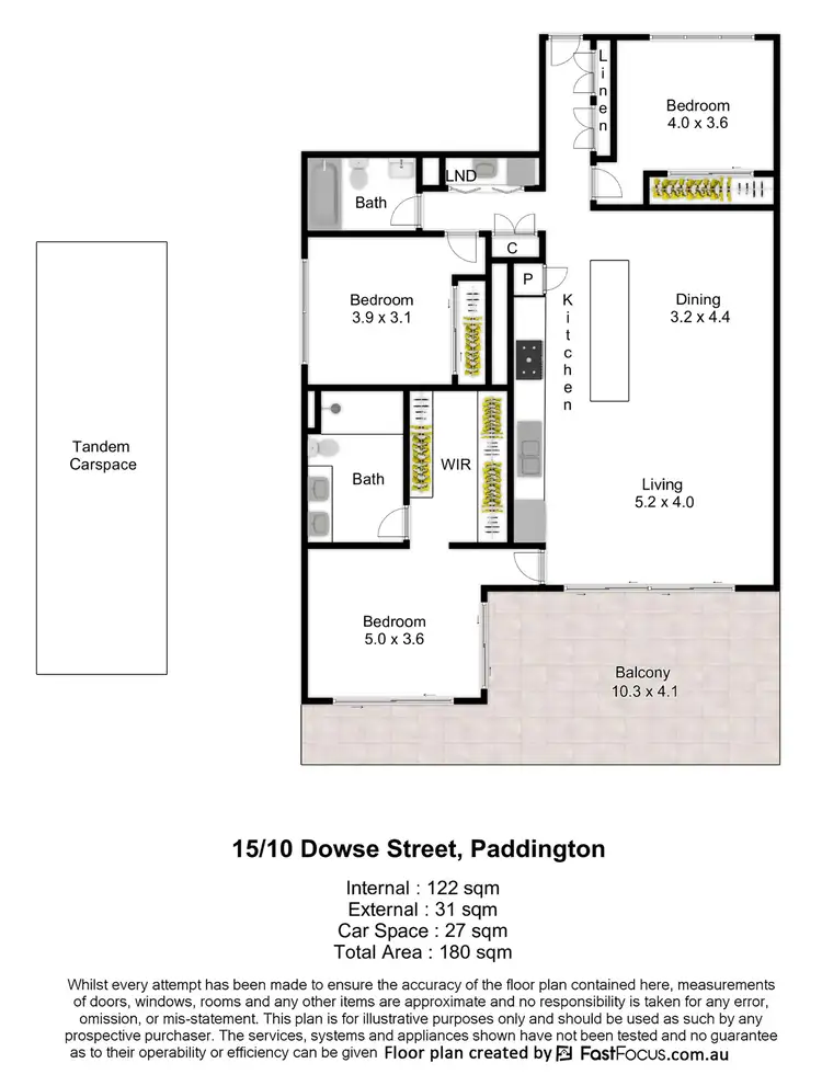 Floorplan of Homely apartment listing, 15/10 Dowse Street, Paddington QLD 4064