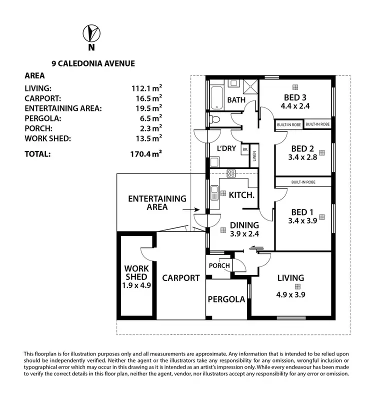 Floorplan of Homely house listing, 9 Caledonia Avenue, Woodside SA 5244
