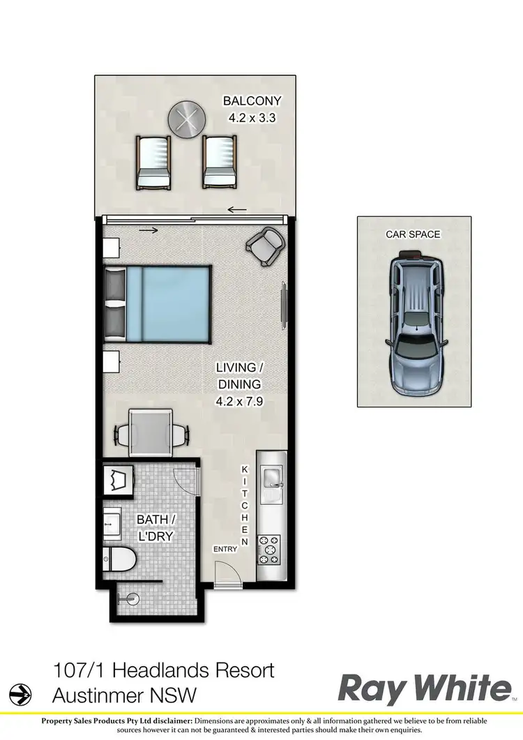 Floorplan of Homely studio listing, 107-1 Yuruga Street, Austinmer NSW 2515