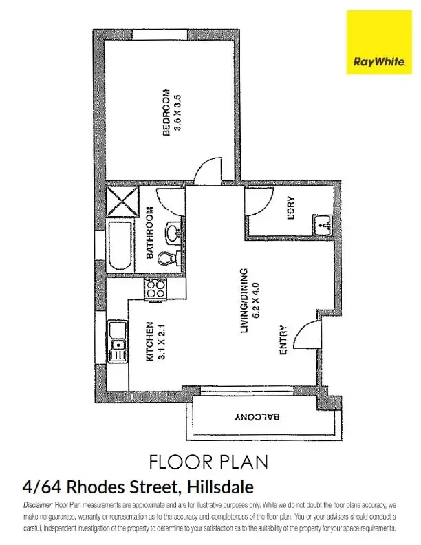 Floorplan of Homely apartment listing, 4/64 Rhodes Street, Hillsdale NSW 2036