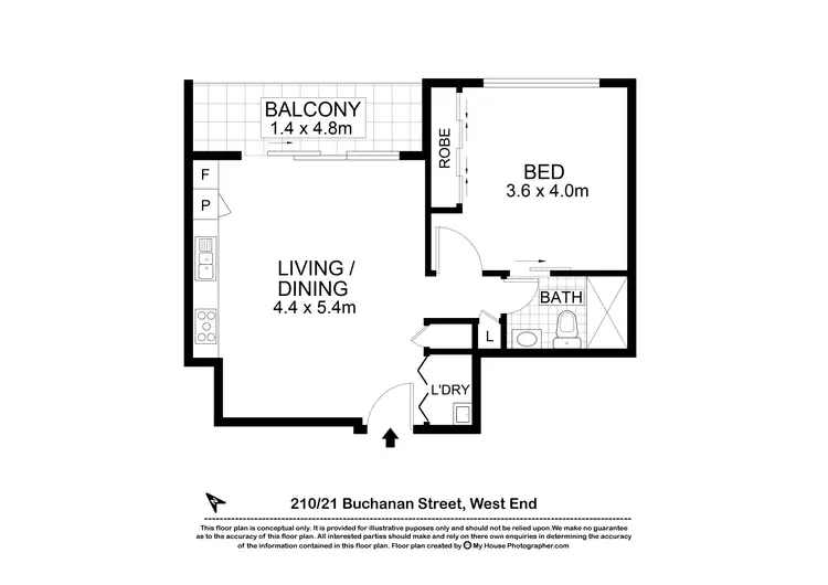 Floorplan of Homely apartment listing, 210/21 Buchanan Street, West End QLD 4101
