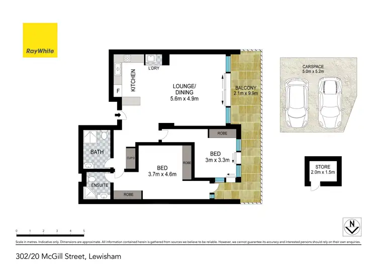 Floorplan of Homely apartment listing, 302/20 McGill Street, Lewisham NSW 2049