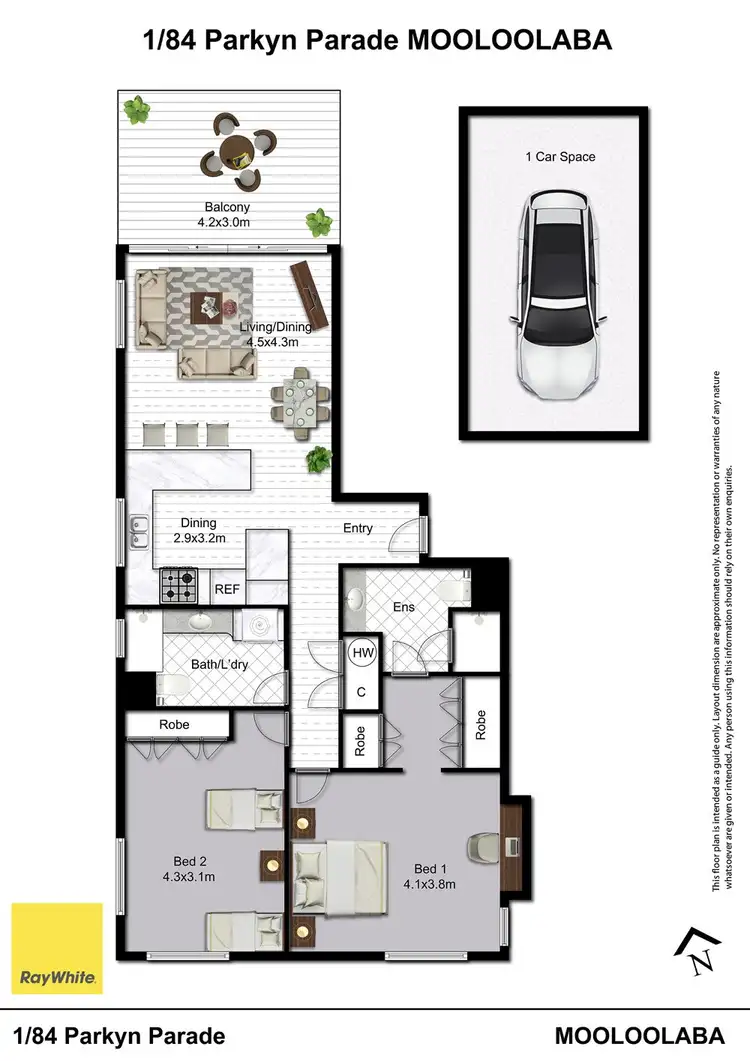 Floorplan of Homely unit listing, 1/84 Parkyn Parade, Mooloolaba QLD 4557