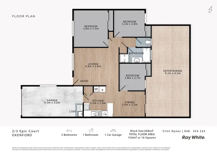 Floorplan of Homely semi-detached listing, 2/3 Epic Court, Oxenford QLD 4210