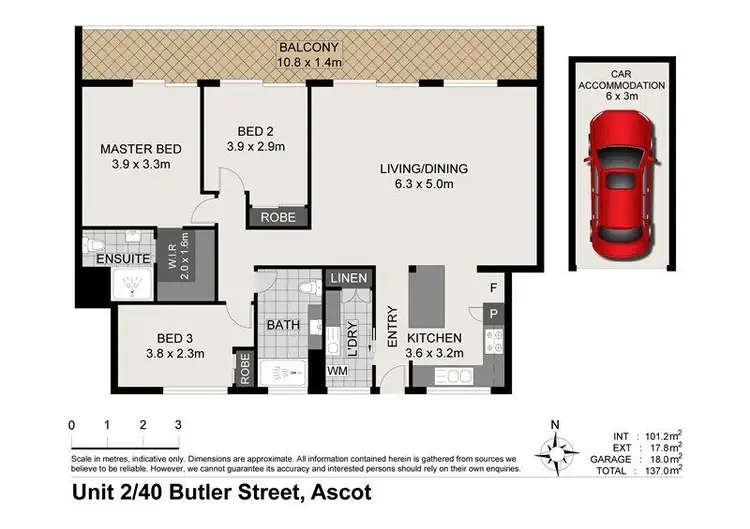 Floorplan of Homely apartment listing, 2/40 Butler Street, Ascot QLD 4007