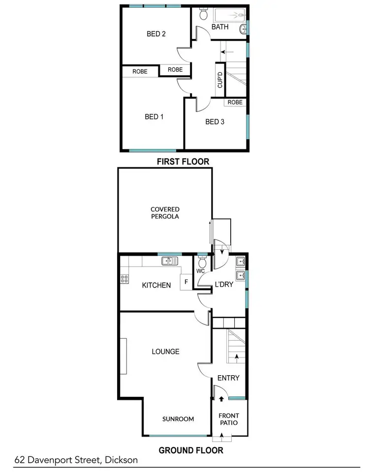 Floorplan of Homely semi-detached listing, 62 Davenport Street, Dickson ACT 2602