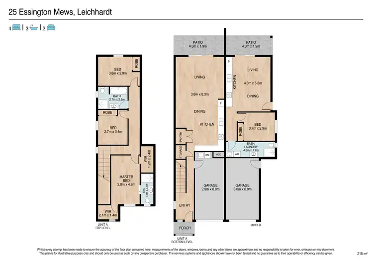 Floorplan of Homely semi-detached listing, 25 Essington Mews, Leichhardt QLD 4305