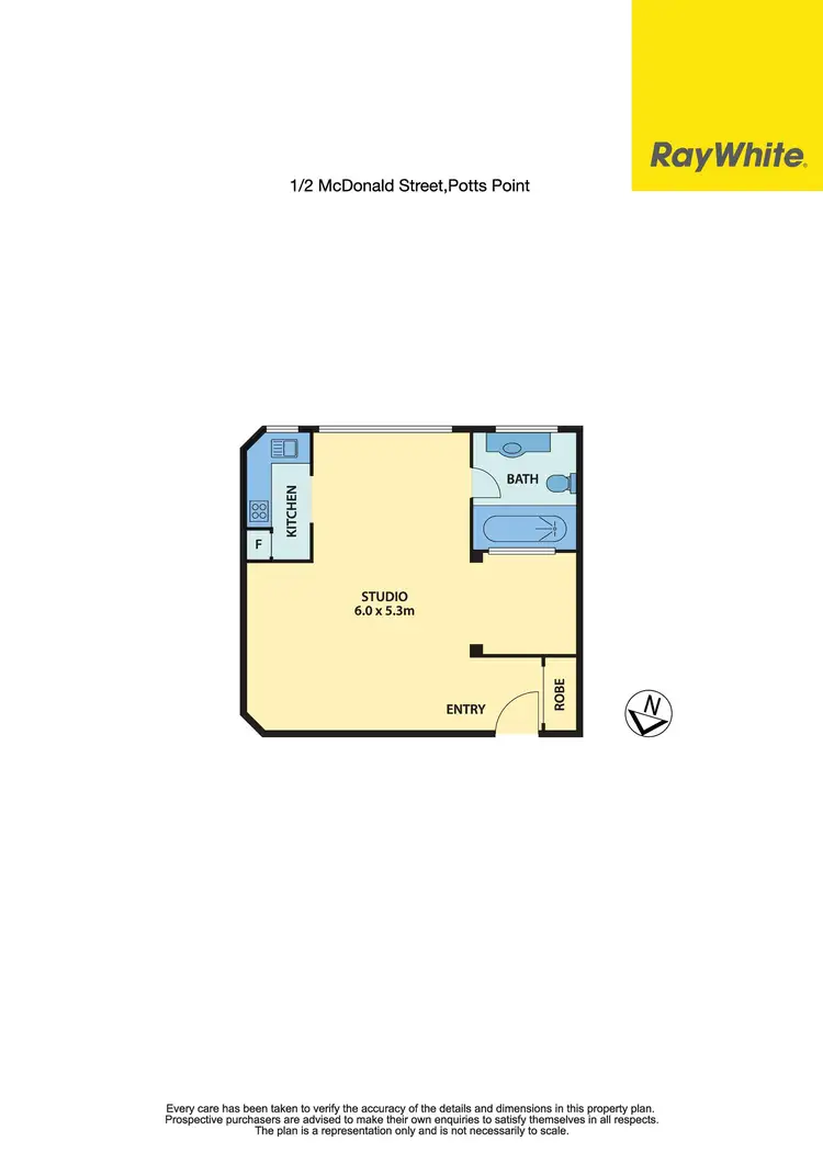 Floorplan of Homely studio listing, 1/2 McDonald Street, Potts Point NSW 2011