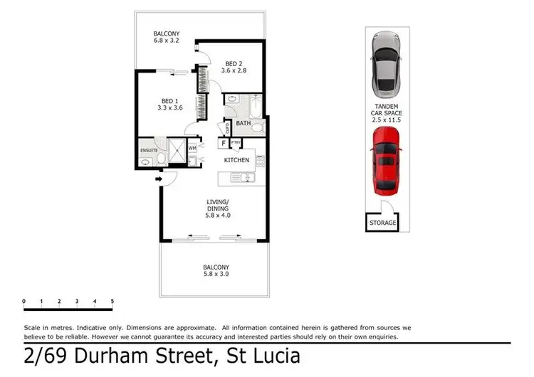 Floorplan of Homely unit listing, 2/69 Durham Street, St Lucia QLD 4067