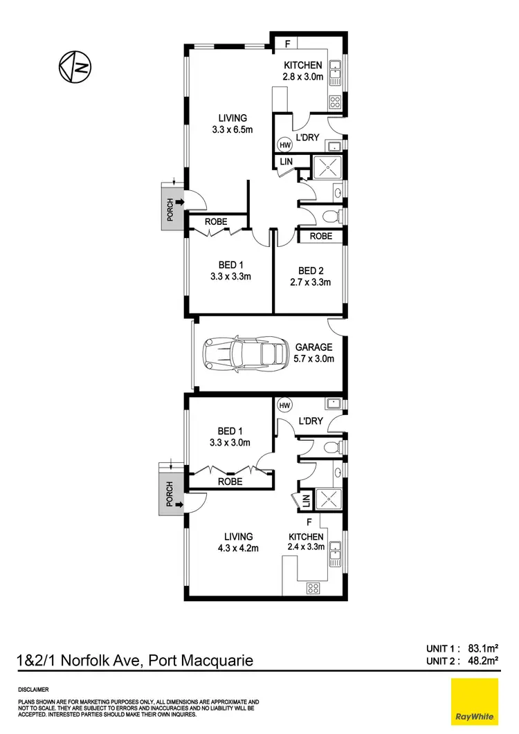 Floorplan of Homely block of units listing, 1 & 2/1 Norfolk Avenue, Port Macquarie NSW 2444