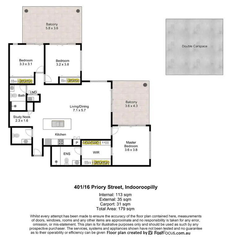 Floorplan of Homely apartment listing, 401/14 Priory Street, Indooroopilly QLD 4068