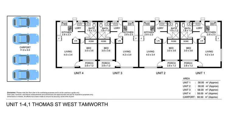 Floorplan of Homely block of units listing, 1 Thomas Street, Tamworth NSW 2340