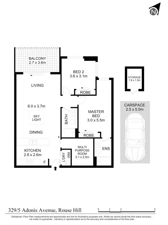 Floorplan of Homely apartment listing, D329/5 Adonis Avenue, Rouse Hill NSW 2155