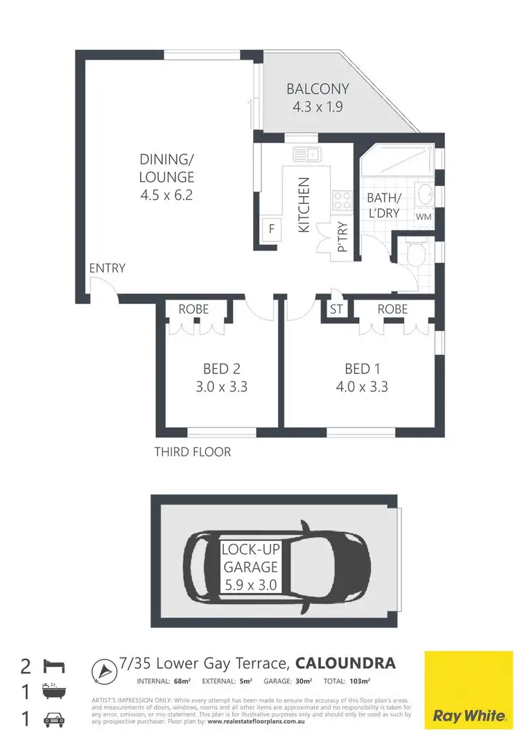 Floorplan of Homely unit listing, Unit 7/35 Lower Gay Terrace, Caloundra QLD 4551