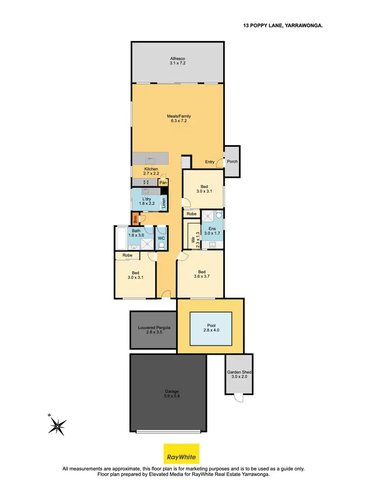 Floorplan of Homely house listing, 13 Poppy Lane, Yarrawonga VIC 3730